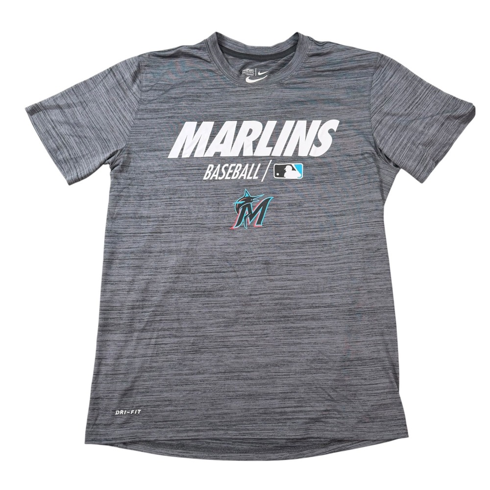 Nike Mens Miami Marlins MLB Dri-Fit Heather Gray Short Sleeve T-Shirt Size M